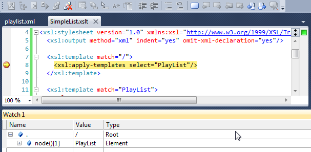Отладка шаблона root